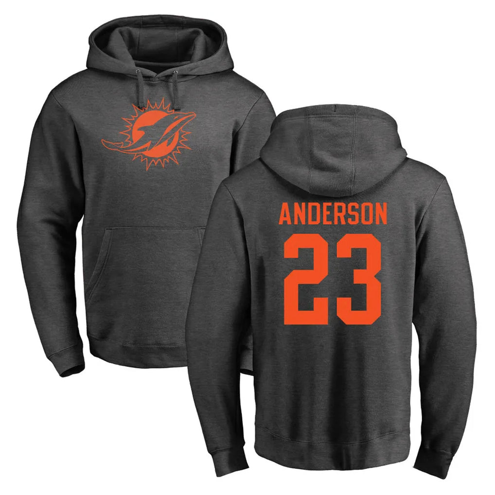 PETTCS M.Dolphins #23 Zayne Anderson Player Darkgray Pullover Hoodies Limited Stitched Jerseys