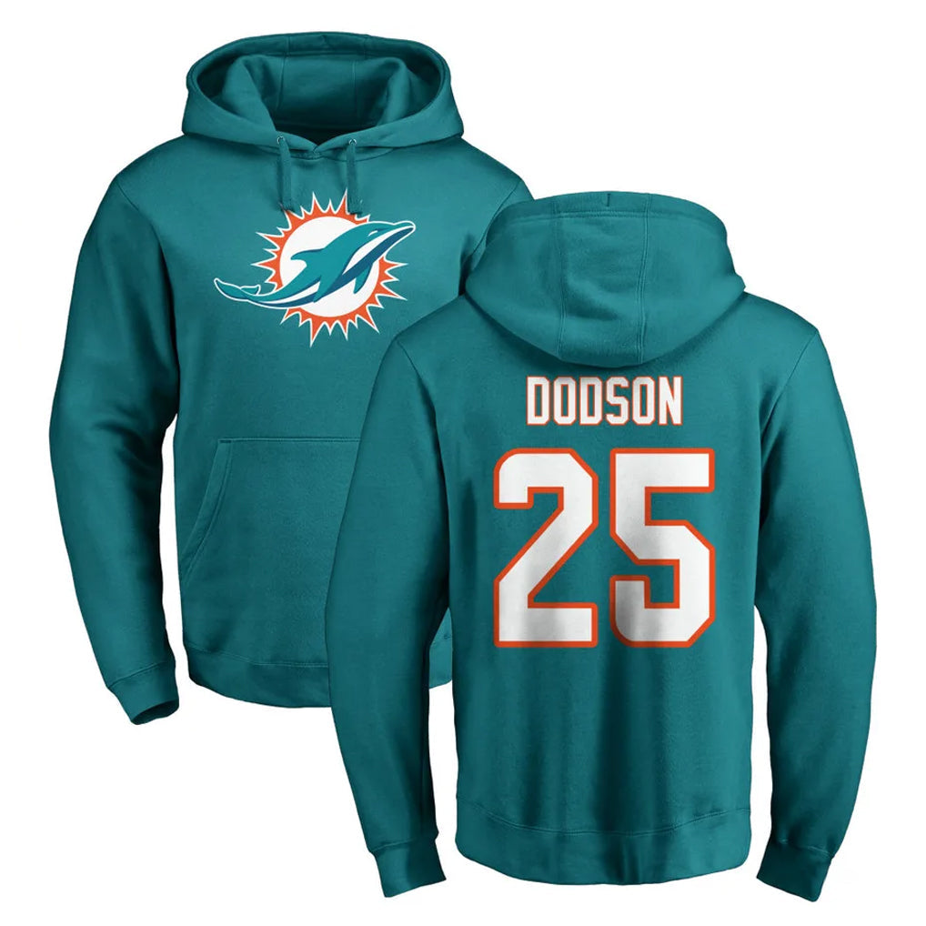 PETTCS M.Dolphins #25 Tyrel Dodson Player Aqua LOGO Pullover Hoodies Limited Stitched Jerseys