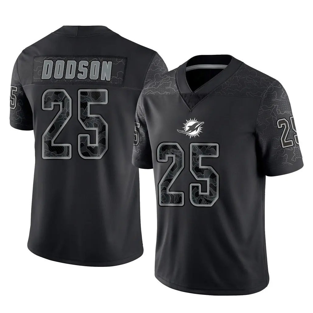 PETTCS M.Dolphins #25 Tyrel Dodson Player Black Reflective Limited Game Stitched Jerseys