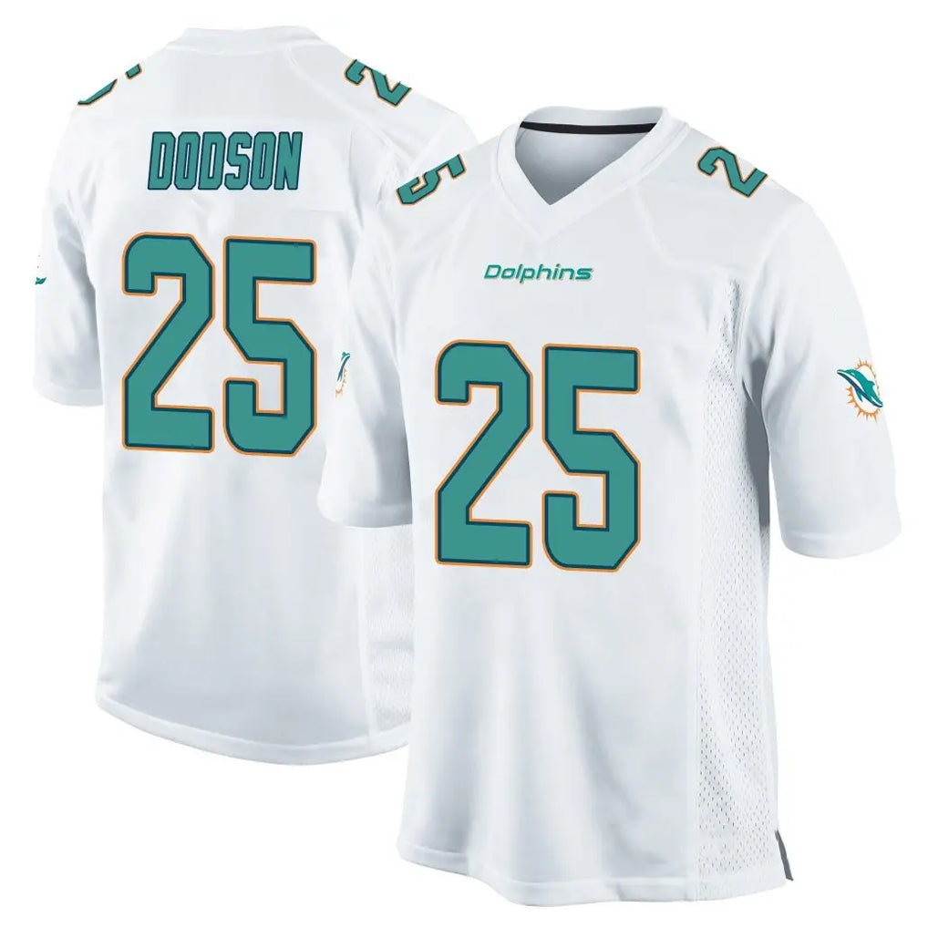 PETTCS M.Dolphins #25 Tyrel Dodson Player White Home Game Stitched Jerseys