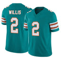 PETTCS M.Dolphins #2 Malik Willis Player Aqua Limited Alternate Vapor F.U.S.E. Home Game Stitched Jerseys