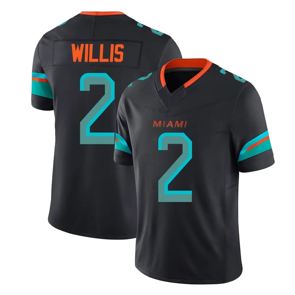 PETTCS M.Dolphins #2 Malik Willis Player Black Limited Pitch Rivalries Collection Home Game Stitched Jerseys