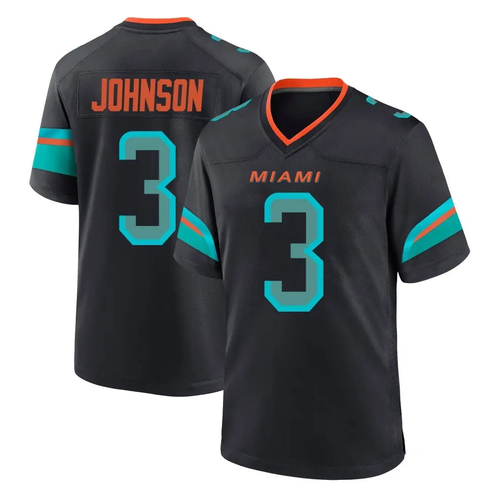 PETTCS M.Dolphins #3 Chris Johnson Player Black Pitch Rivalries Collection Home Game Stitched Jerseys