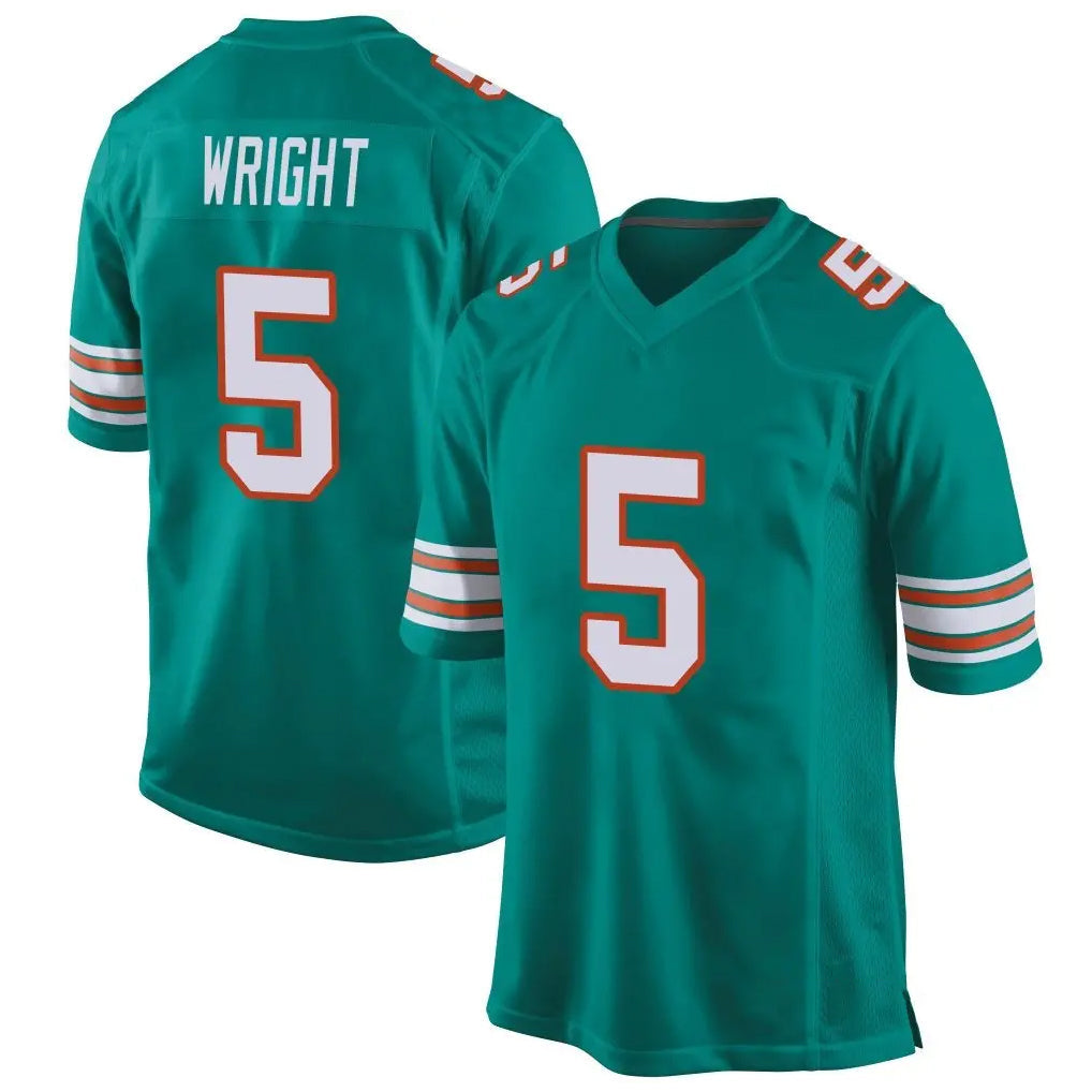 PETTCS M.Dolphins #5 Jaylen Wright Player Aqua Alternate Home Game Stitched Jerseys