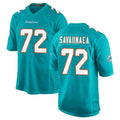 PETTCS M.Dolphins #72 Jonah Savaiinaea Player Aqua Home Game Stitched Jerseys