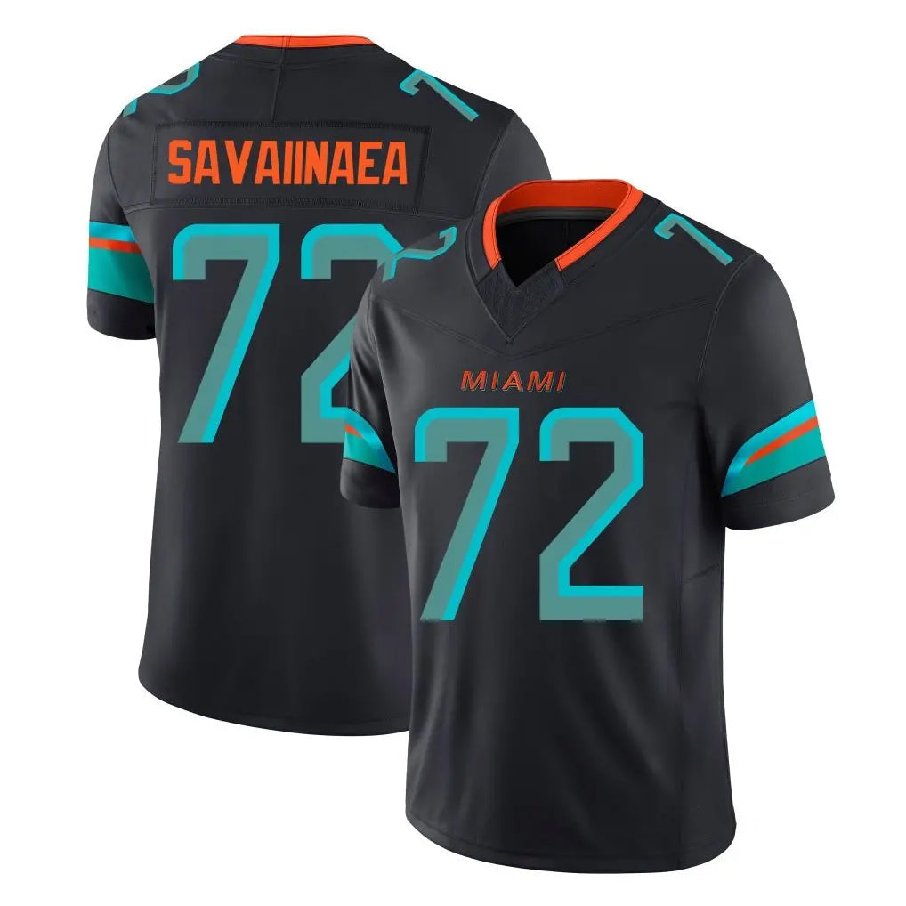 PETTCS M.Dolphins #72 Jonah Savaiinaea Player Black Limited Pitch Rivalries Collection Home Game Stitched Jerseys