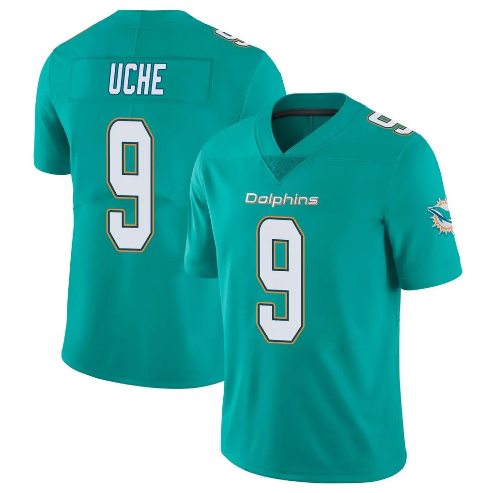 PETTCS M.Dolphins #9 Joshua Uche Player Aqua Limited Vapor Untouchable Home Game Stitched Jerseys