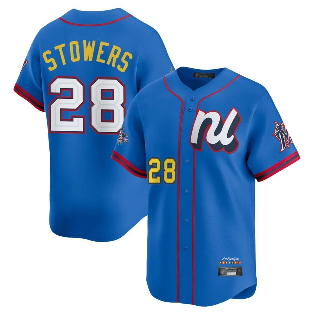 PETTCS M.Marlins #28 Kyle Stowers Player Blue National League All-Star Game Limited Stitched Jerseys