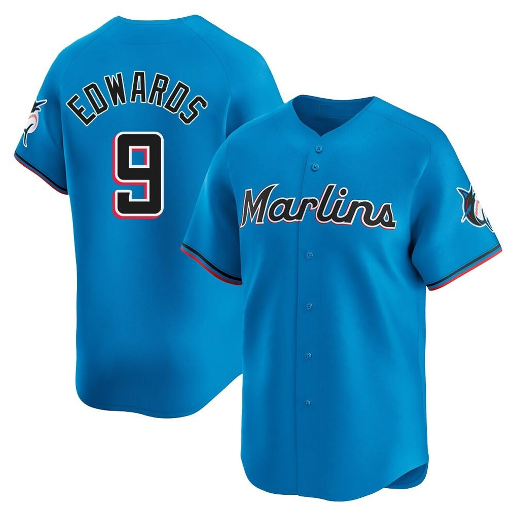 PETTCS M.Marlins #9 Xavier Edwards Player Blue Home Limited Stitched Jerseys