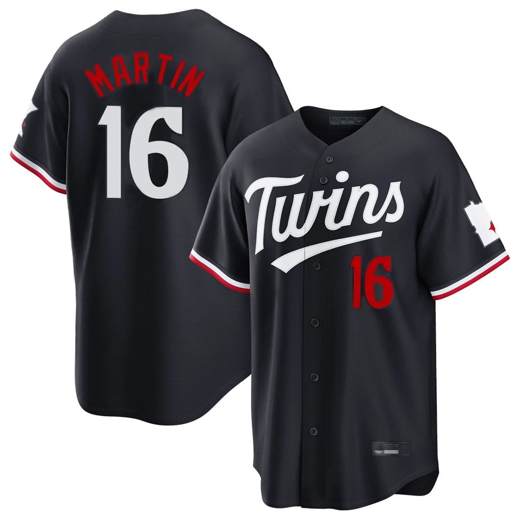 PETTCS M.Twins #16 Austin Martin Player Navy Home Game Stitched Jerseys