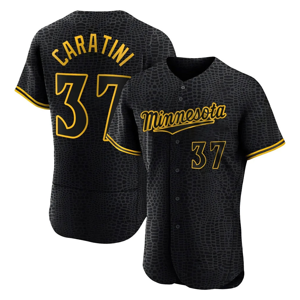 PETTCS M.Twins #37 Victor Caratini Player Black Snake Skin City Home Limited Elite Stitched Jerseys