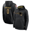 PETTCS NE.Patriots #0 Christian Gonzalez Player Black Salute to Service Hoodies Limited Game Stitched Jerseys