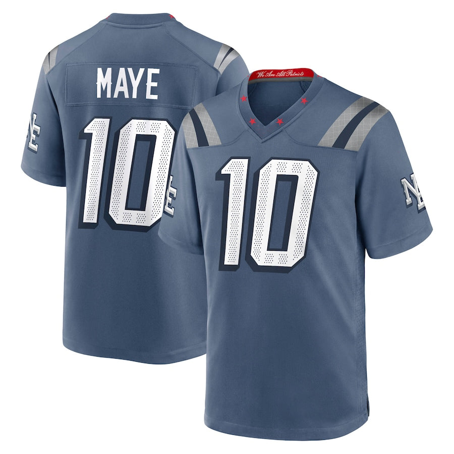 PETTCS NE.Patriots #10 Drake Maye Player Storm Blue Rivalries Collection Game Stitched Jerseys