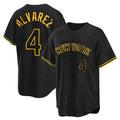 PETTCS NY.Mets #4 Francisco Alvarez Player Black Snake Skin City Home Game Stitched Jerseys