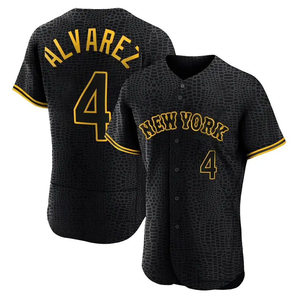 PETTCS NY.Mets #4 Francisco Alvarez Player Black Snake Skin City Home Limited Elite Stitched Jerseys