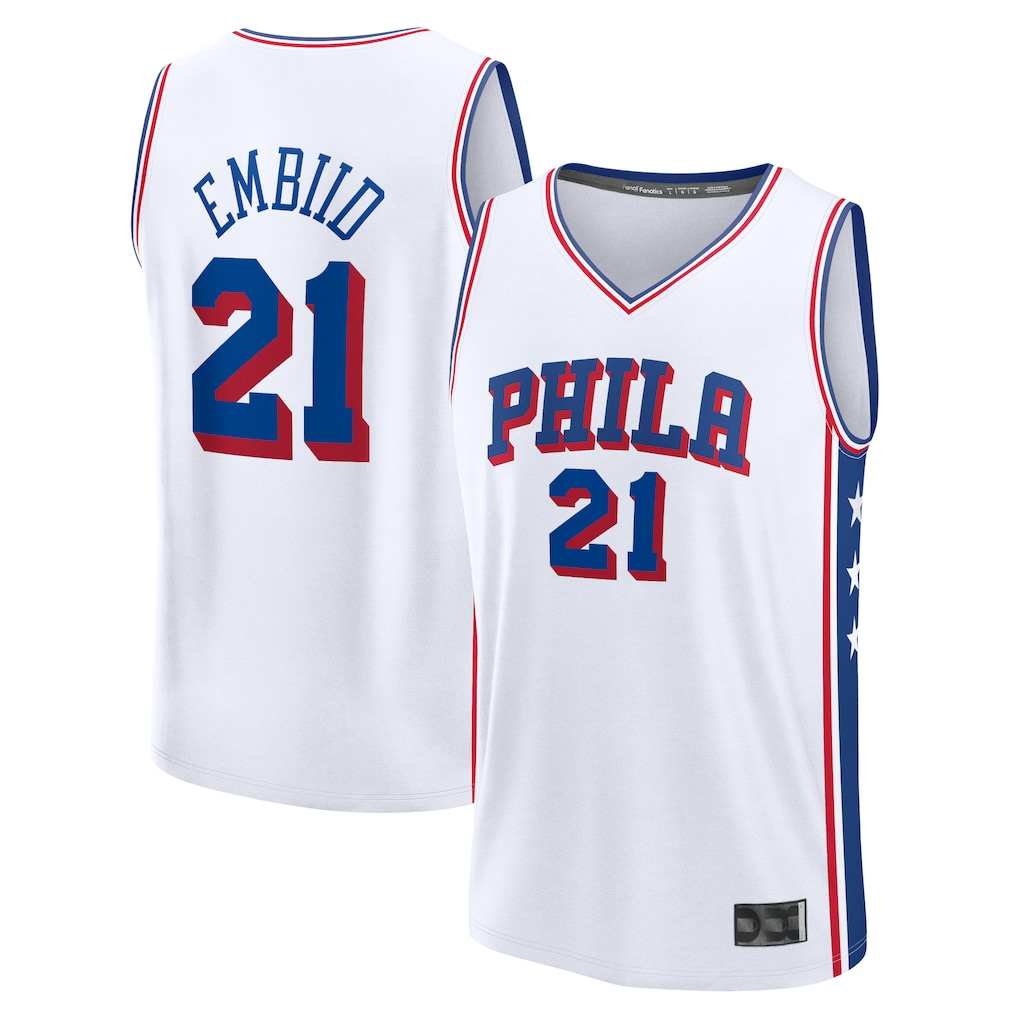 PETTCS P.76ers #21 Joel Embiid White Fast Break Replica Player Jerseys - Association Edition