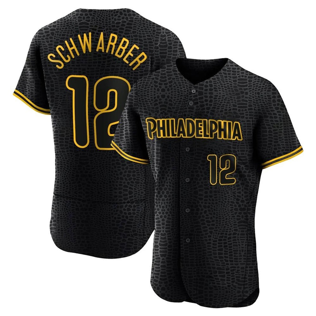 PETTCS P.Phillies #12 Kyle Schwarber Player Black Snake Skin City Home Limited Elite Stitched Jerseys