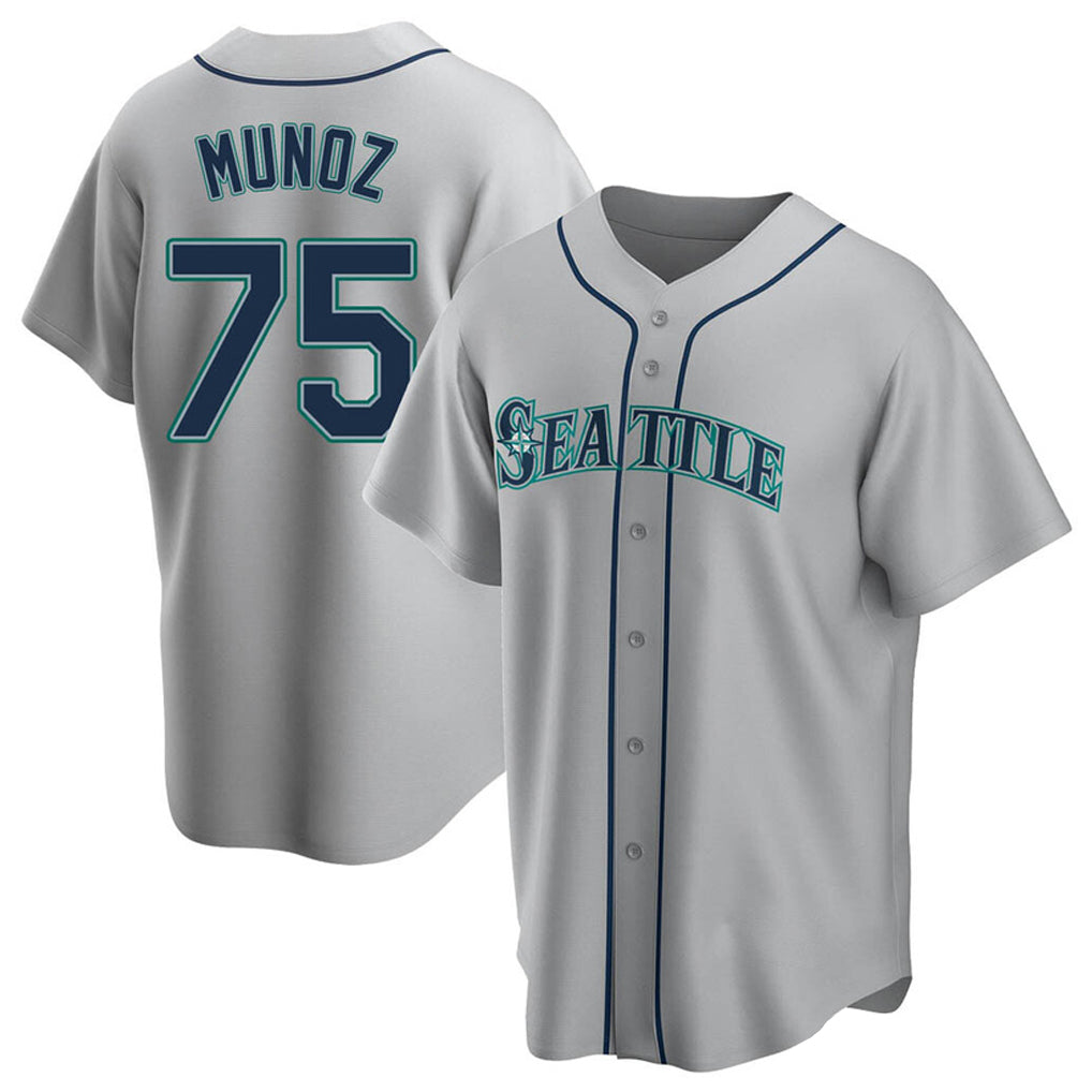 PETTCS S.Mariners #75 Andres Munoz Player Gray Home Game Stitched Jerseys