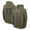 PETTCS S.Seahawks #13 Ernest Jones IV Player Olive Salute to Service Pullover Hoodies Limited Stitched Jerseys