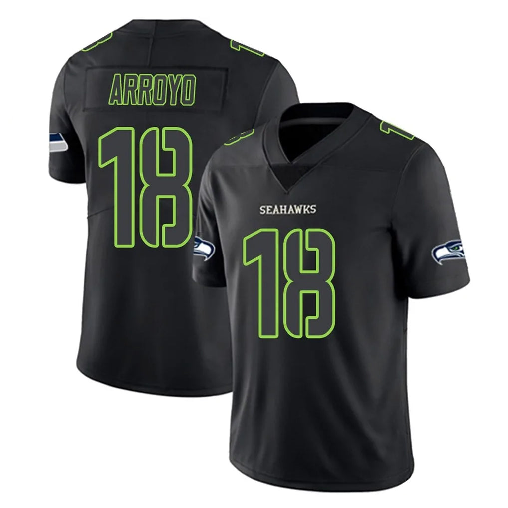 PETTCS S.Seahawks #18 Elijah Arroyo Player Black Impact Limited Home Game Stitched Jerseys