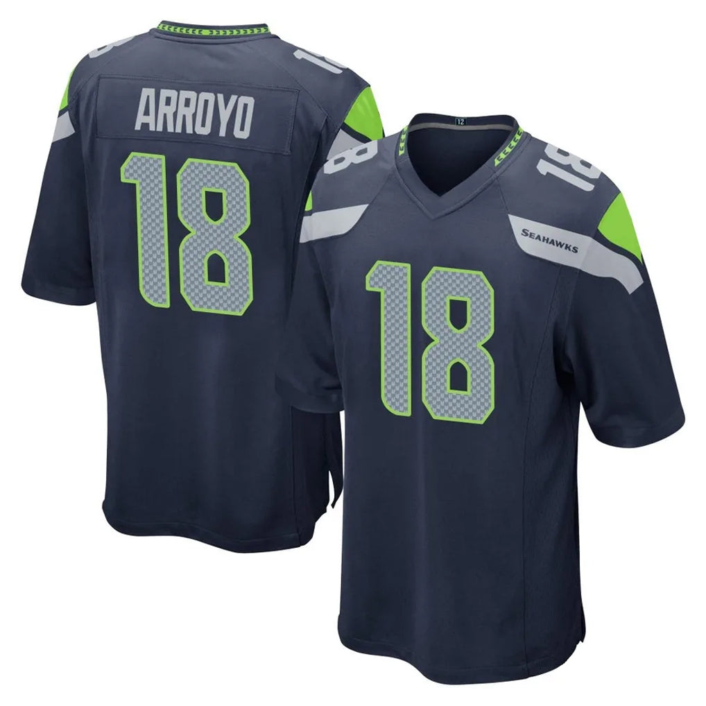 PETTCS S.Seahawks #18 Elijah Arroyo Player Navy Home Game Stitched Jerseys