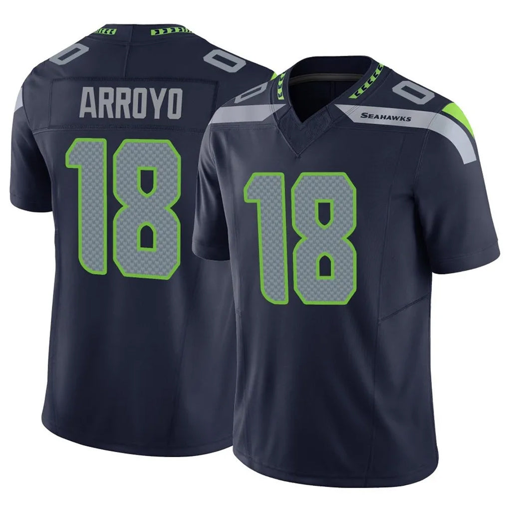 PETTCS S.Seahawks #18 Elijah Arroyo Player Navy Limited Vapor F.U.S.E. Home Game Stitched Jerseys