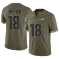 PETTCS S.Seahawks #18 Elijah Arroyo Player Olive Limited Salute To Service Home Game Stitched Jerseys