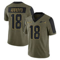 PETTCS S.Seahawks #18 Elijah Arroyo Player Olive Salute To Service Limited Game Stitched Jerseys