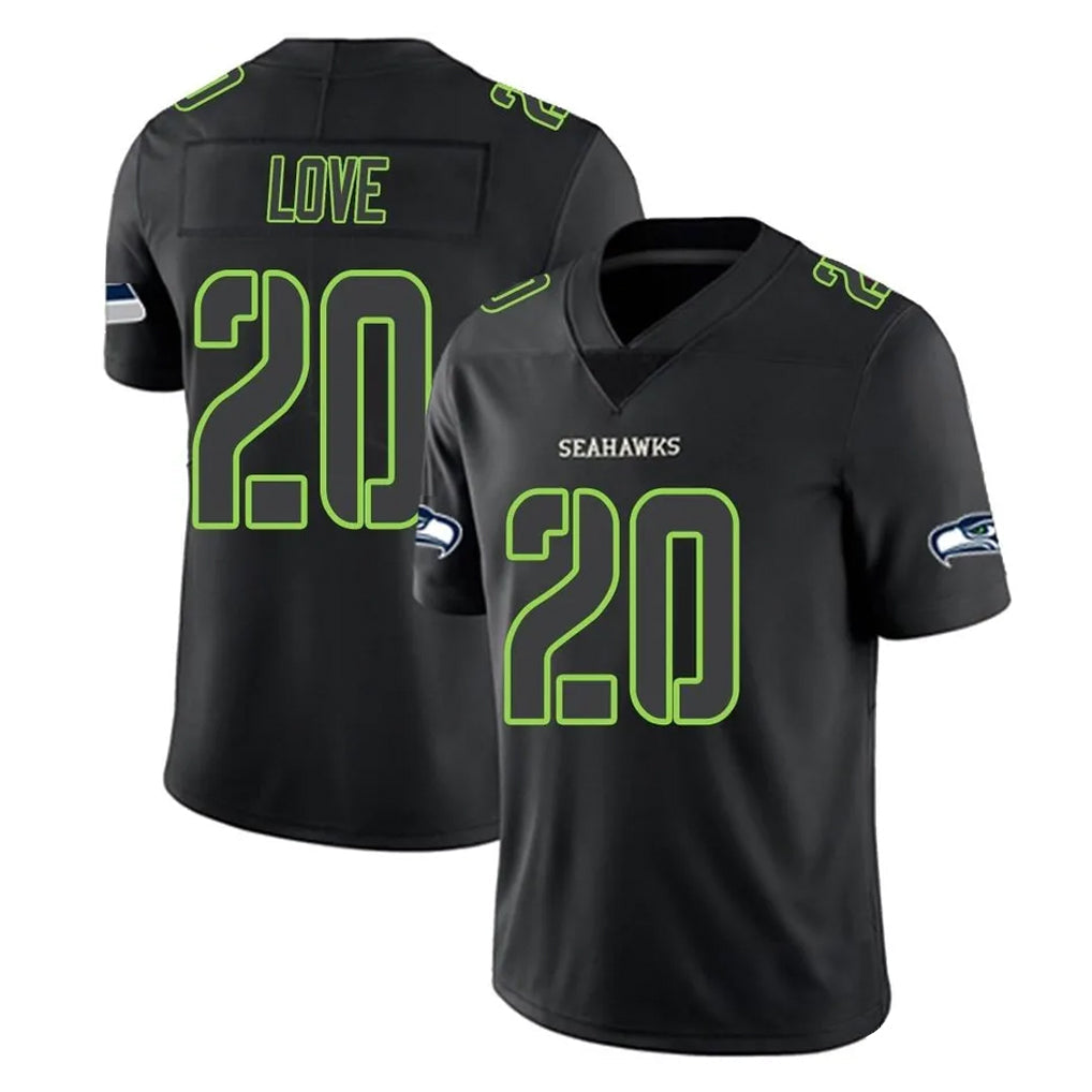 PETTCS S.Seahawks #20 Julian Love Player Black Impact Limited Home Game Stitched Jerseys