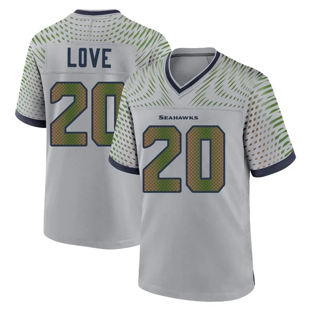 PETTCS S.Seahawks #20 Julian Love Player Grey 2025 Rivalries Collection Home Game Stitched Jerseys