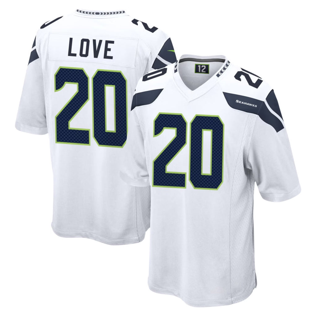 PETTCS S.Seahawks #20 Julian Love Player White Home Game Stitched Jerseys