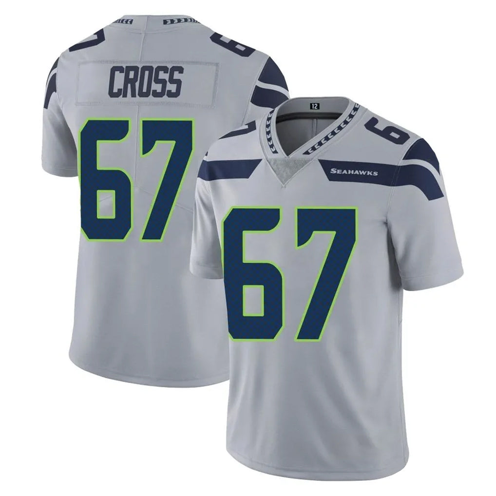 PETTCS S.Seahawks #67 Charles Cross Player Gray Limited Vapor Untouchable Home Game Stitched Jerseys