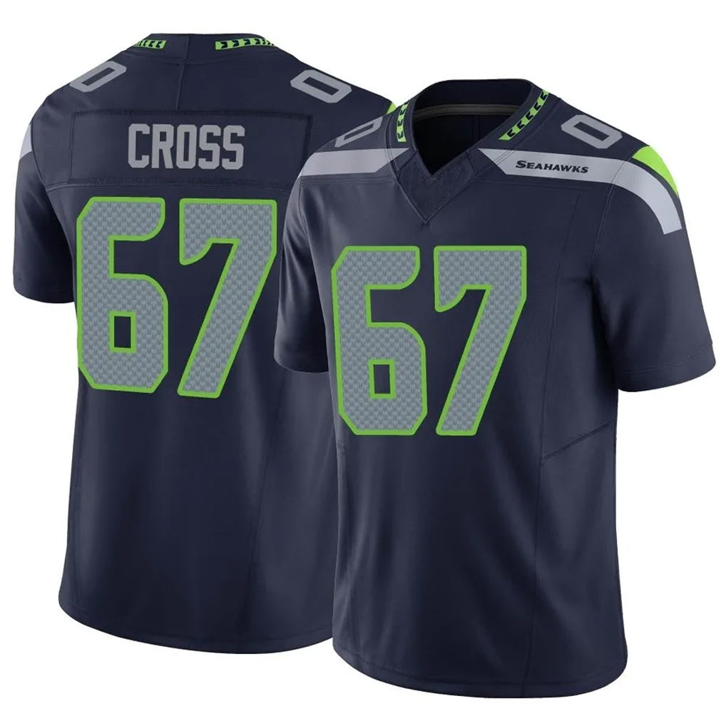 PETTCS S.Seahawks #67 Charles Cross Player Navy Limited Vapor F.U.S.E. Home Game Stitched Jerseys