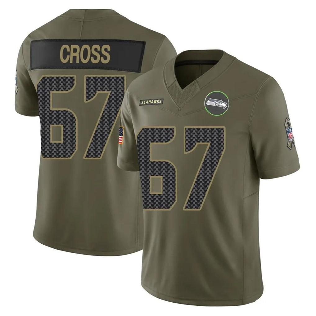 PETTCS S.Seahawks #67 Charles Cross Player Olive 2025 Salute To Service Limited Home Game Stitched Jerseys