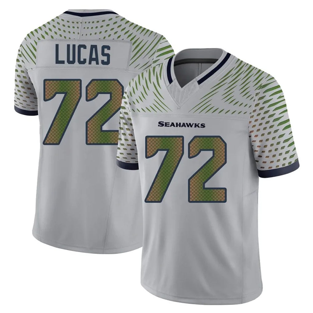 PETTCS S.Seahawks #72 Abraham Lucas Player Grey Limited 2025 Rivalries Collection Home Game Stitched Jerseys