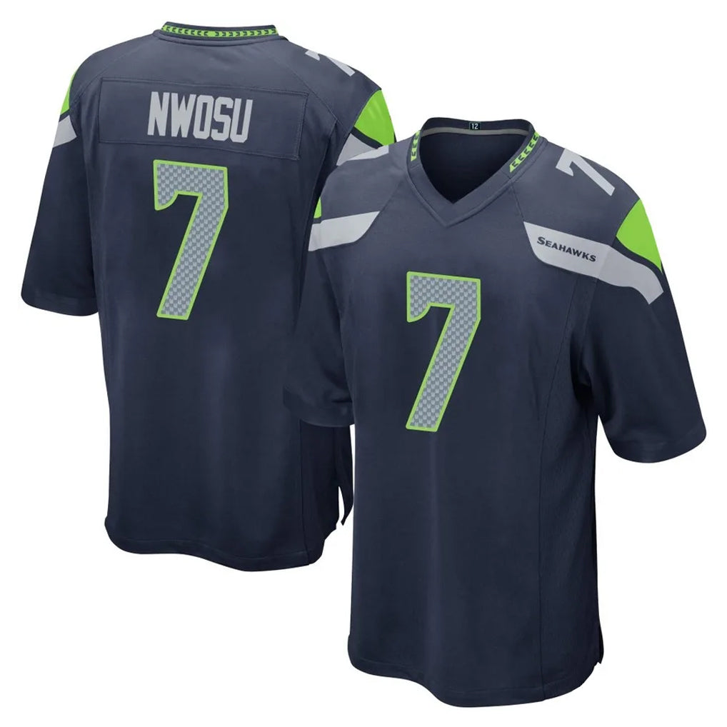 PETTCS S.Seahawks #7 Uchenna Nwosu Player Navy Home Game Stitched Jerseys
