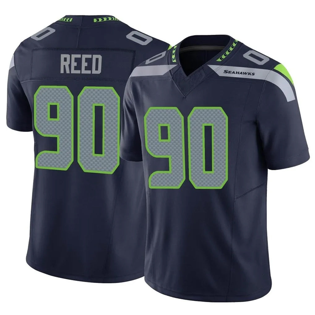 PETTCS S.Seahawks #90 Jarran Reed Player Navy Limited Vapor F.U.S.E. Home Game Stitched Jerseys