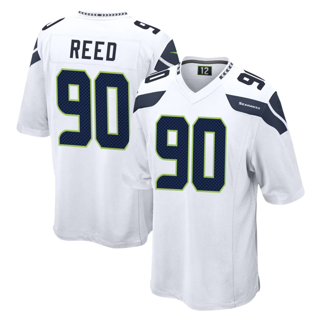 PETTCS S.Seahawks #90 Jarran Reed Player White Home Game Stitched Jerseys