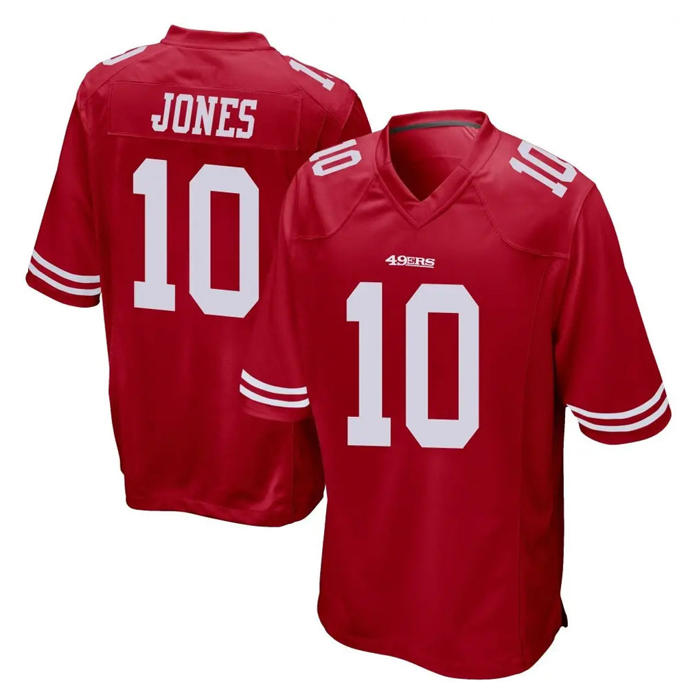PETTCS SF.49ers #10 Mac Jones Player Red Home Game Stitched Jerseys