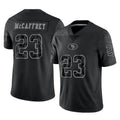 PETTCS SF.49ers #23 Christian McCaffrey Player Black Limited Reflective Home Game Stitched Jerseys
