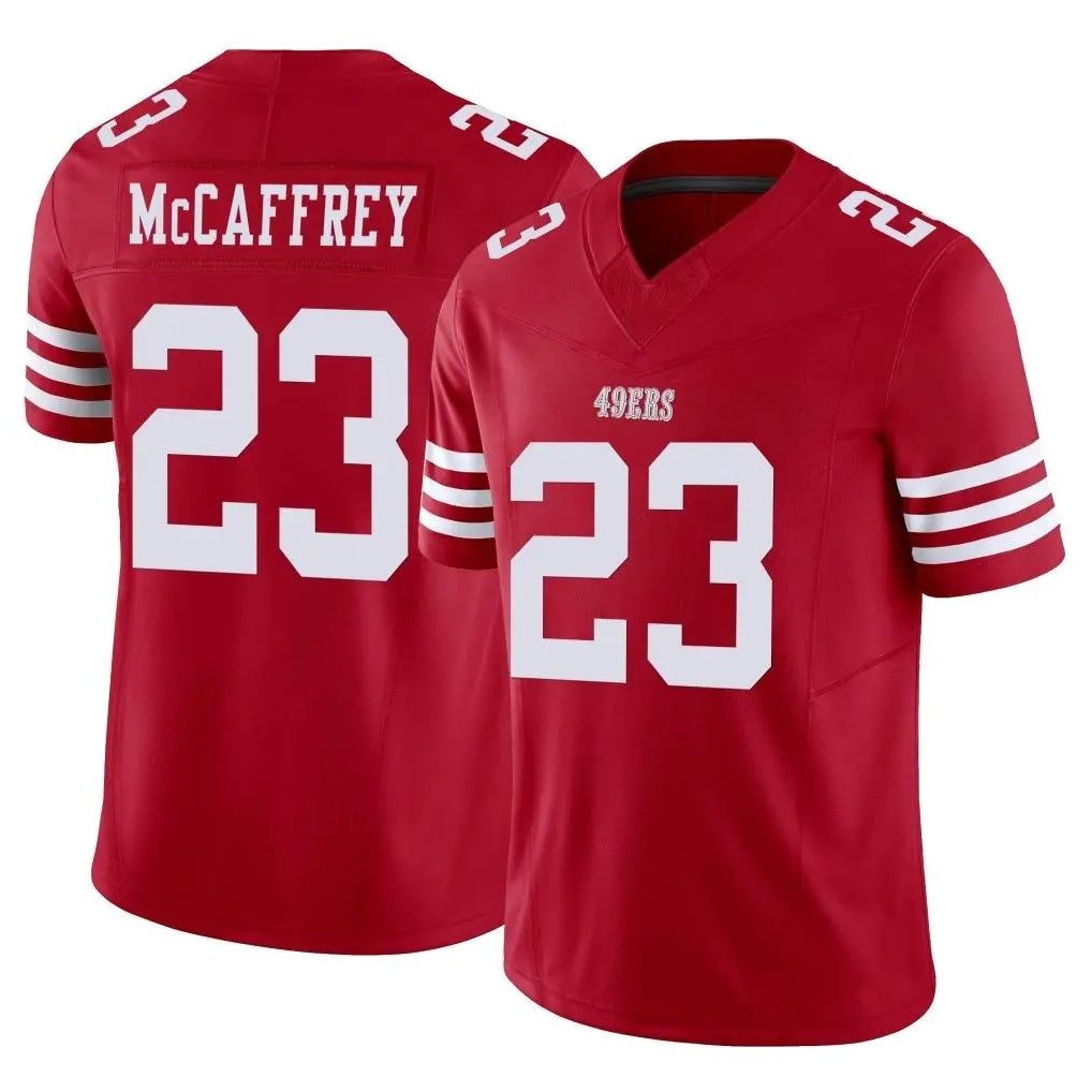 PETTCS SF.49ers #23 Christian McCaffrey Player Red Limited Vapor F.U.S.E. Home Game Stitched Jerseys