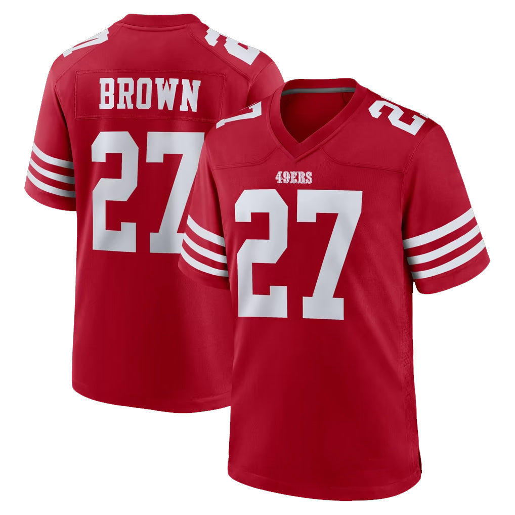PETTCS SF.49ers #27 Ji'Ayir Brown Player Red Game Home Stitched Jerseys