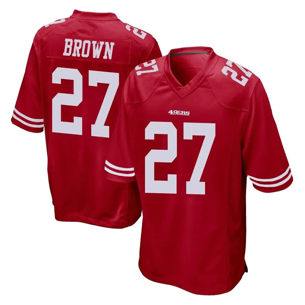 PETTCS SF.49ers #27 Ji'Ayir Brown Player Red Home Game Stitched Jerseys