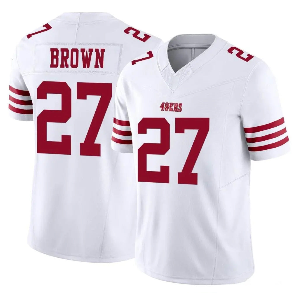 PETTCS SF.49ers #27 Ji'Ayir Brown Player White Limited Vapor F.U.S.E. Home Game Stitched Jerseys