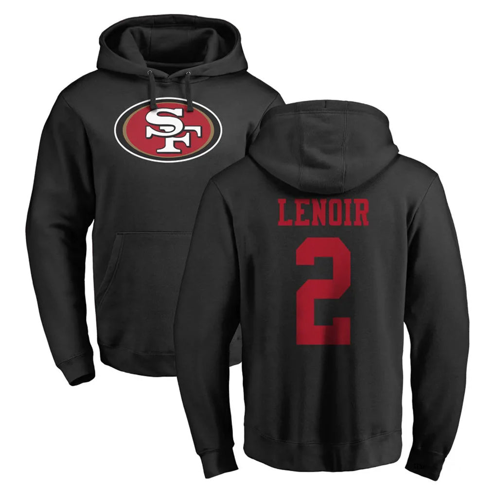 PETTCS SF.49ers #2 Deommodore Lenoir Player Black LOGO Pullover Hoodies Home Game Stitched Jerseys