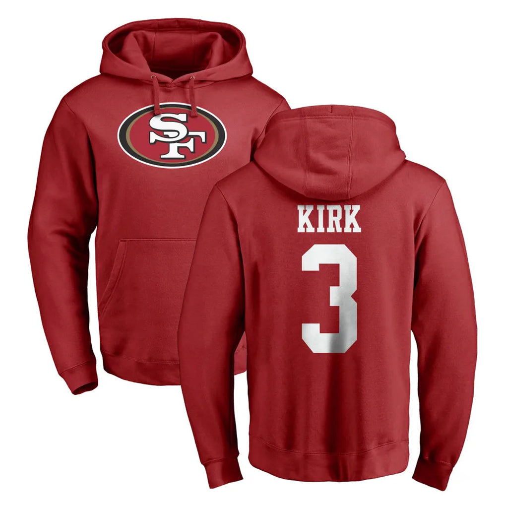 PETTCS SF.49ers #3 Christian Kirk Player Red LOGO Pullover Hoodies Home Game Stitched Jerseys