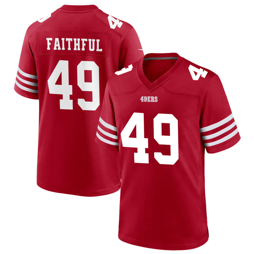 PETTCS SF.49ers #49 The Faithful Player Scarlet Home Game Football Jerseys