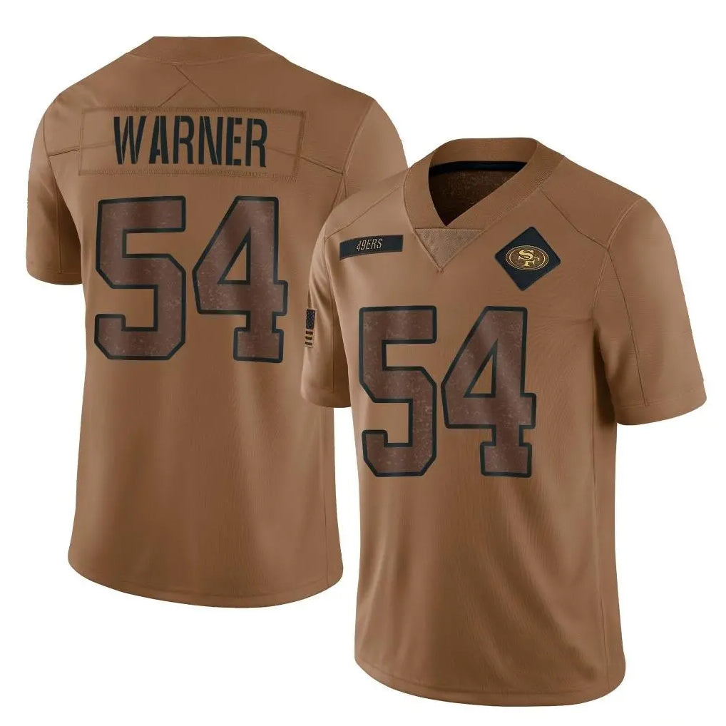 PETTCS SF.49ers #54 Fred Warner Player Brown Salute To Service Limited Stitched Jerseys