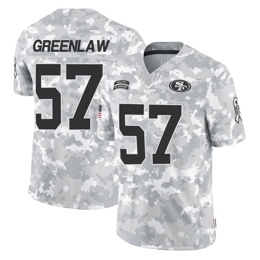 PETTCS SF.49ers #57 Dre Greenlaw Player Arctic Camo Limited Salute To Service Home Game Stitched Jerseys