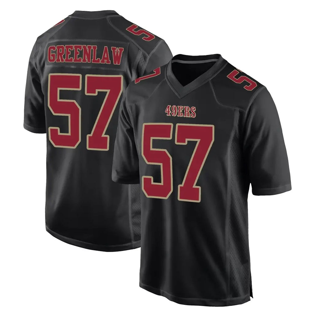 PETTCS SF.49ers #57 Dre Greenlaw Player Black Fashion Home Game Stitched Jerseys